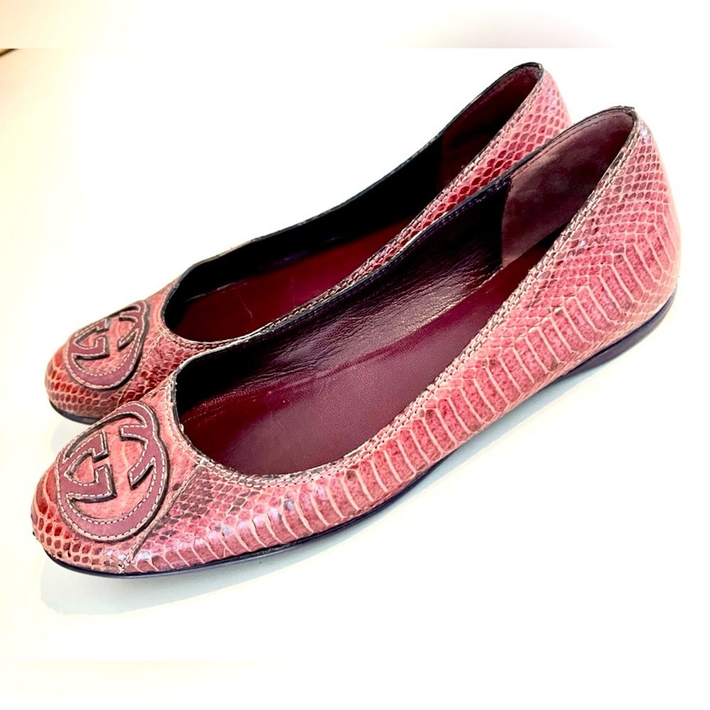 Authentic Gucci Python Ballet Logo Loafers - Picture 5 of 16